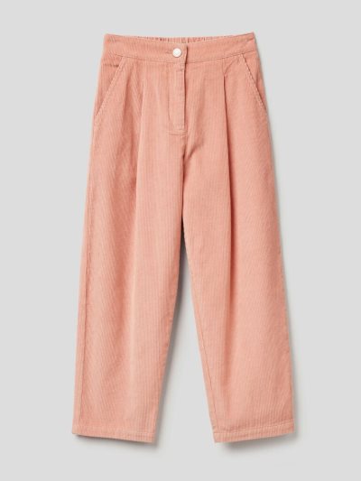 Pastel Pink Kids' Benetton Slouchy Fit Velvet Trousers | AU806169