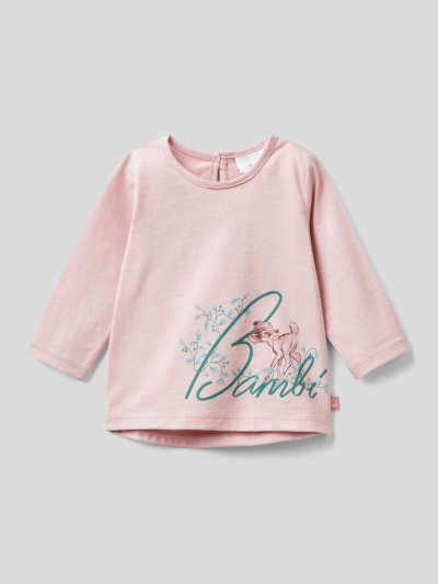 Pastel Pink Kids' Benetton Warm Bambi Print T Shirts | AU104850