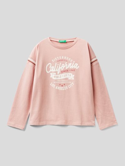 Pastel Pink Kids' Benetton Warm Cotton Glitter Long Sleeve T-shirts | AU748760