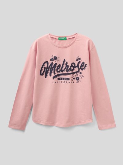 Pastel Pink Kids' Benetton Warm Cotton Long Sleeve T-shirts | AU056828