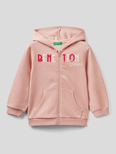 Pastel Pink Kids' Benetton Warm Embroidered Logo Hoodie | AU482703