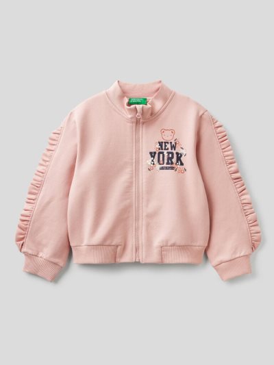 Pastel Pink Kids' Benetton Warm Glittery Print Sweatshirt | AU438855