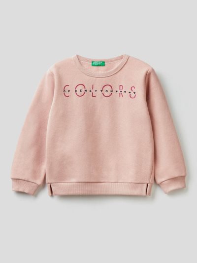 Pastel Pink Kids' Benetton Warm Glittery Print Sweatshirt | AU777831