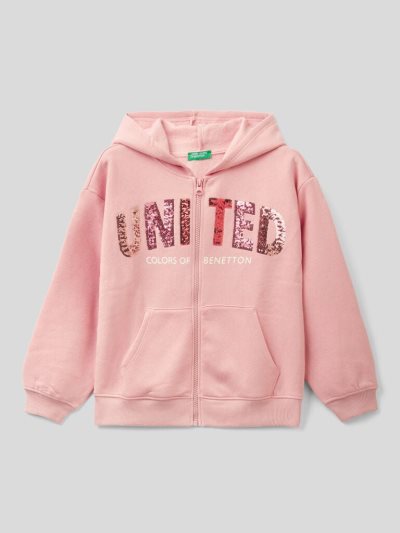 Pastel Pink Kids' Benetton Warm Sequins Hoodie | AU796369