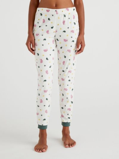 Pastel Pink Women's Benetton Floral Chenille Trousers | AU892674