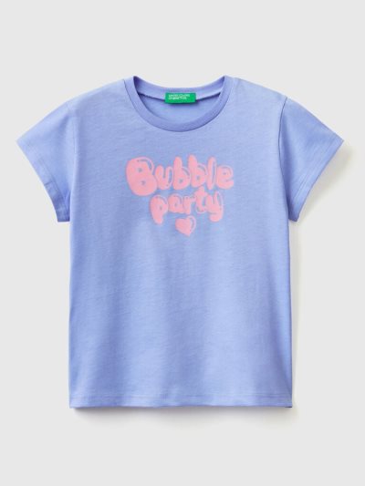 Periwinkle Kids' Benetton Crew Neck Print Short Sleeve T-shirts | AU326620