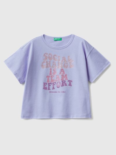 Periwinkle Kids' Benetton Glittery Print Short Sleeve T-shirts | AU616549