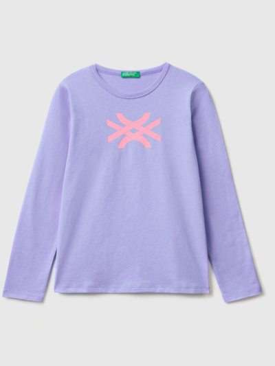 Periwinkle Kids' Benetton Long Sleeve 100% Cotton T Shirts | AU491576