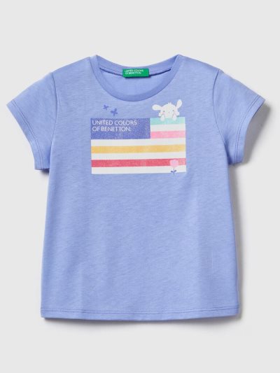 Periwinkle Kids' Benetton Organic Cotton Print Short Sleeve T-shirts | AU126149