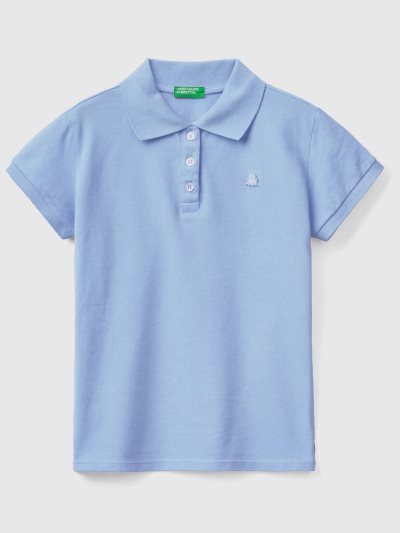 Periwinkle Kids' Benetton Organic Cotton Short Sleeve Polo Shirts | AU153407