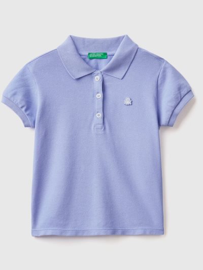 Periwinkle Kids' Benetton Regular Fit Organic Cotton Polo Shirts | AU810765