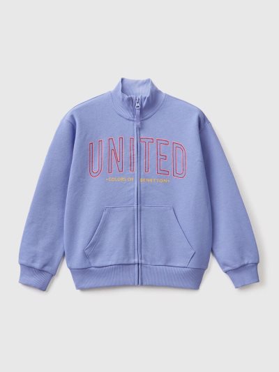 Periwinkle Kids' Benetton Zip And Collar Sweatshirt | AU399583