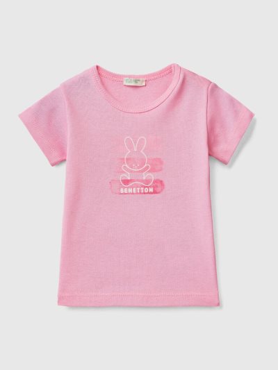 Pink Kids' Benetton 100% Organic Cotton T Shirts | AU509222