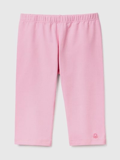 Pink Kids' Benetton 3/4 Stretch Cotton Leggings | AU888269