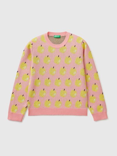 Pink Kids' Benetton Apple Pattern Sweaters | AU697848