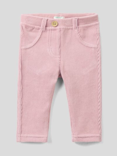 Pink Kids' Benetton Chenille Stretch Trousers | AU804679