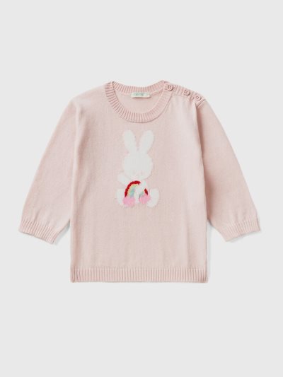 Pink Kids' Benetton Cotton Inlay Sweaters | AU508340