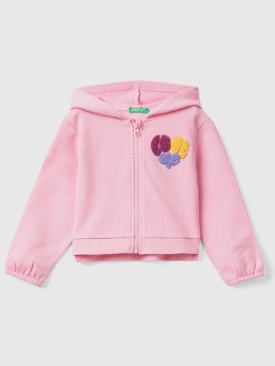 Pink Kids' Benetton Cropped Embroidery Hoodie | AU516173