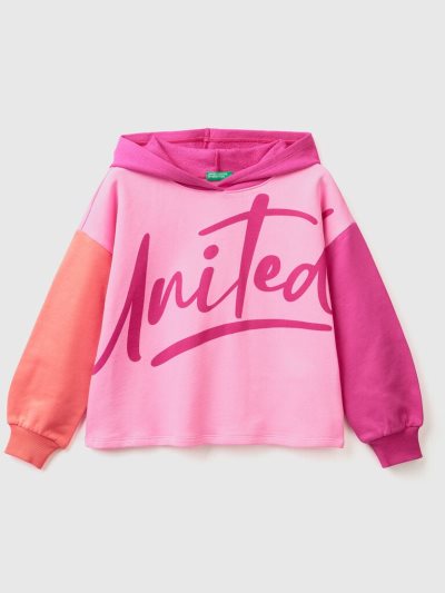 Pink Kids' Benetton Cropped Hood Hoodie | AU111778