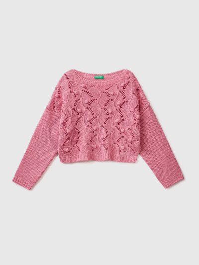 Pink Kids' Benetton Cropped Sweaters | AU566355