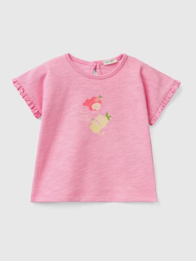 Pink Kids' Benetton Fruit Print T Shirts | AU948620