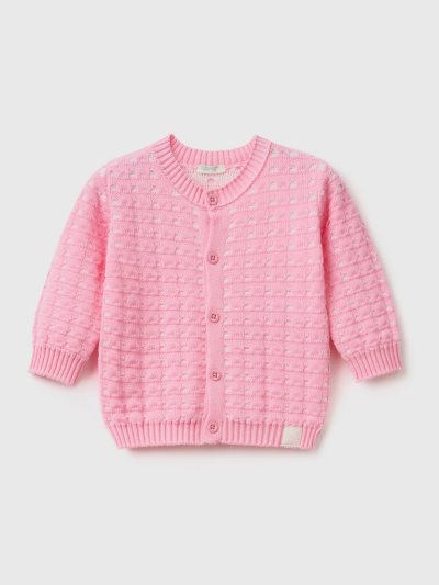 Pink Kids' Benetton Knit Buttons Cardigan | AU378939