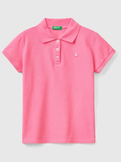 Pink Kids' Benetton Organic Cotton Short Sleeve Polo Shirts | AU124090