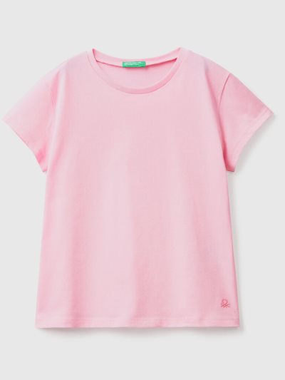 Pink Kids' Benetton Pure Organic Cotton Short Sleeve T-shirts | AU820569