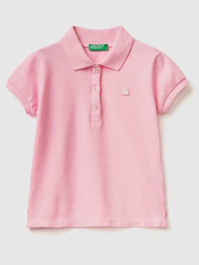 Pink Kids' Benetton Regular Fit Organic Cotton Polo Shirts | AU926913