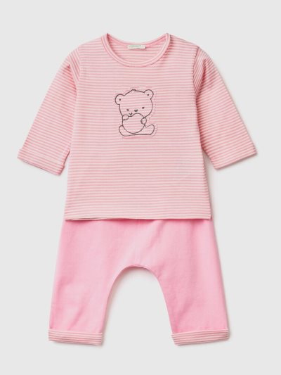 Pink Kids' Benetton Set 100% Organic Cotton Dungarees | AU049823