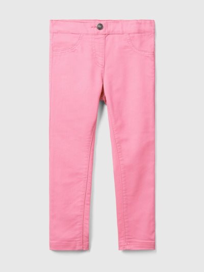 Pink Kids' Benetton Stretch Cotton Blend Jeggings | AU575032