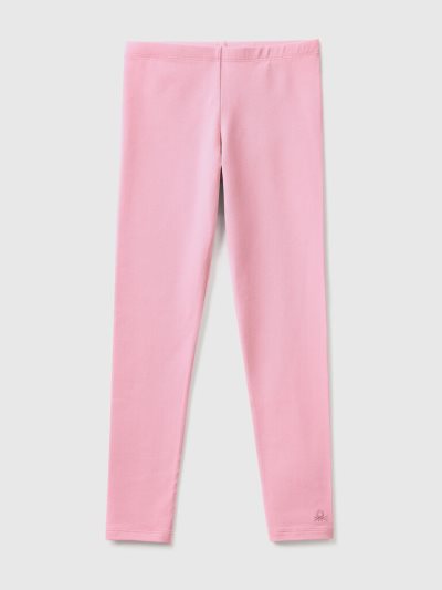 Pink Kids' Benetton Stretch Cotton Logo Leggings | AU925187