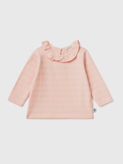 Pink Kids' Benetton Striped Collar T Shirts | AU788053