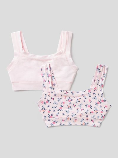 Pink Kids' Benetton Two Super Stretch Organic Cotton Bras | AU709519