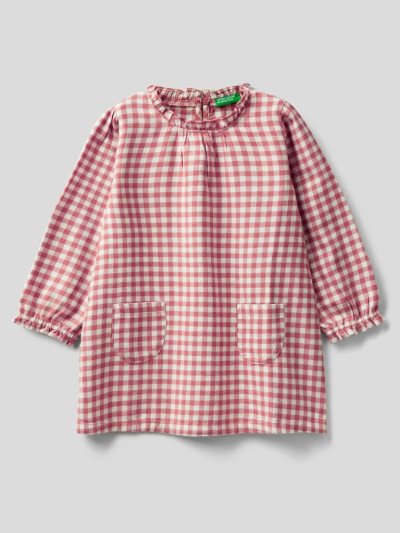 Pink Kids' Benetton Vichy Flannel Dress | AU261528