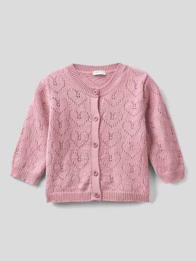 Pink Kids' Benetton Viscose Blend Cardigan | AU039703