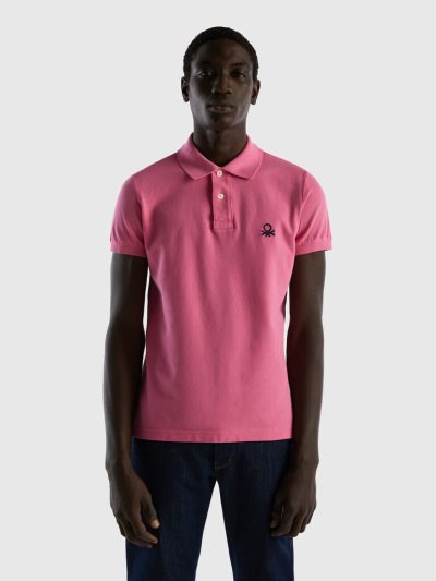 Pink Men's Benetton Slim Fit Short Sleeve Polos | AU465484