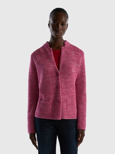 Pink Women's Benetton 100% Cotton Knit Jackets | AU528159