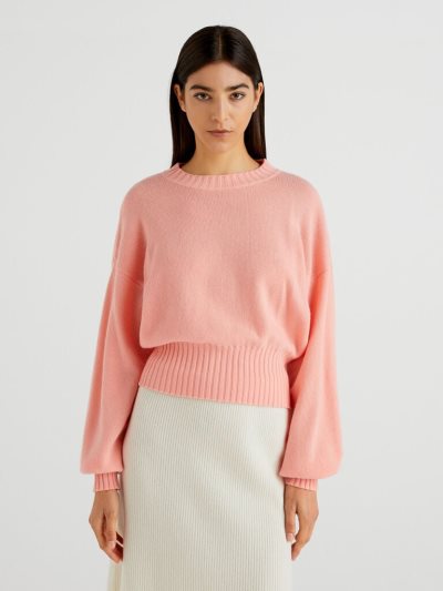 Pink Women's Benetton Crew Neck Wool Blend Sweaters | AU925776