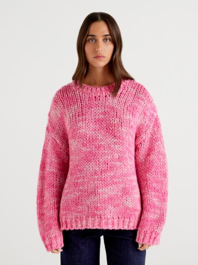 Pink Women's Benetton Maxi Wool Blend Oversized Sweaters | AU397679