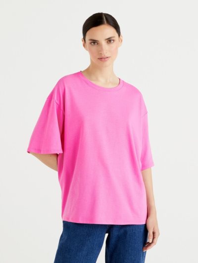 Pink Women's Benetton Oversized Short Sleeve T Shirts | AU948424