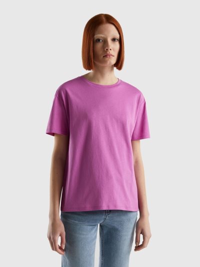 Pink Women's Benetton Short Sleeve 100% Cotton T Shirts | AU820045