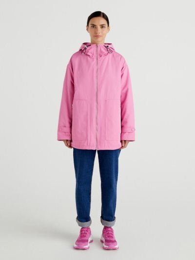 Pink Women's Benetton Short Waterproof Parka Coats | AU777298