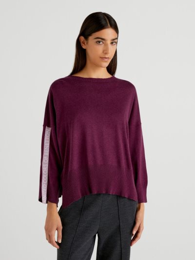 Plum Women's Benetton Boxy Fit Logo Band Sweaters | AU858315