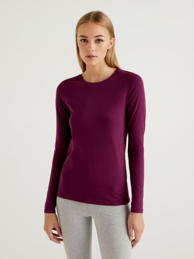 Plum Women's Benetton Long Sleeve Super Stretch T Shirts | AU314096