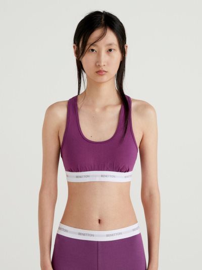 Purple Women's Benetton Stretch Organic Cotton Bras | AU748797