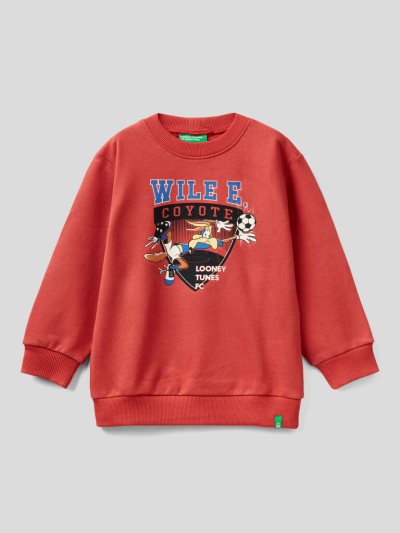 Red Kids' Benetton 100% Cotton Looney Tunes Sweatshirt | AU070153