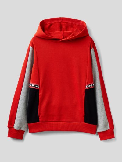 Red Kids' Benetton Color Block Hoodie | AU079677