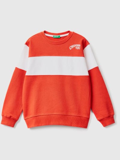 Red Kids' Benetton Color Block Print Sweatshirt | AU718844