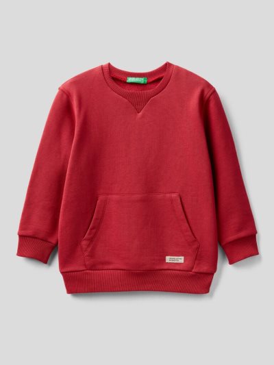 Red Kids' Benetton Crew Neck Organic Cotton Sweatshirt | AU565592